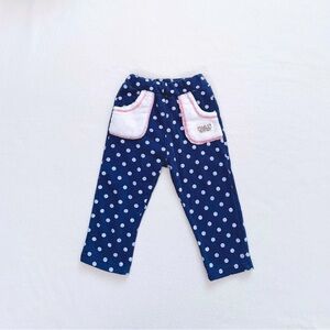 Toddler Girl Fleece Sweatpants Blue Polka Dot Patch Pockets Pull On 18–24M 90cm